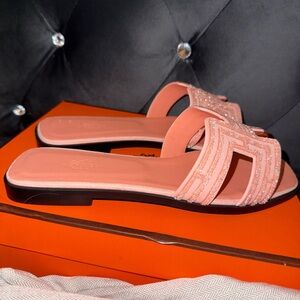Hermes Oran slippers leather size 8 8.5 Euro 39